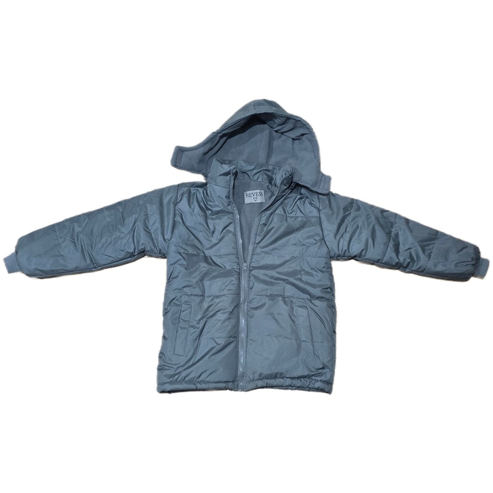 Revess Kids Gray Hooded Puffer Jacket Fleece Lined Winter Coat Size 10/12 M‎